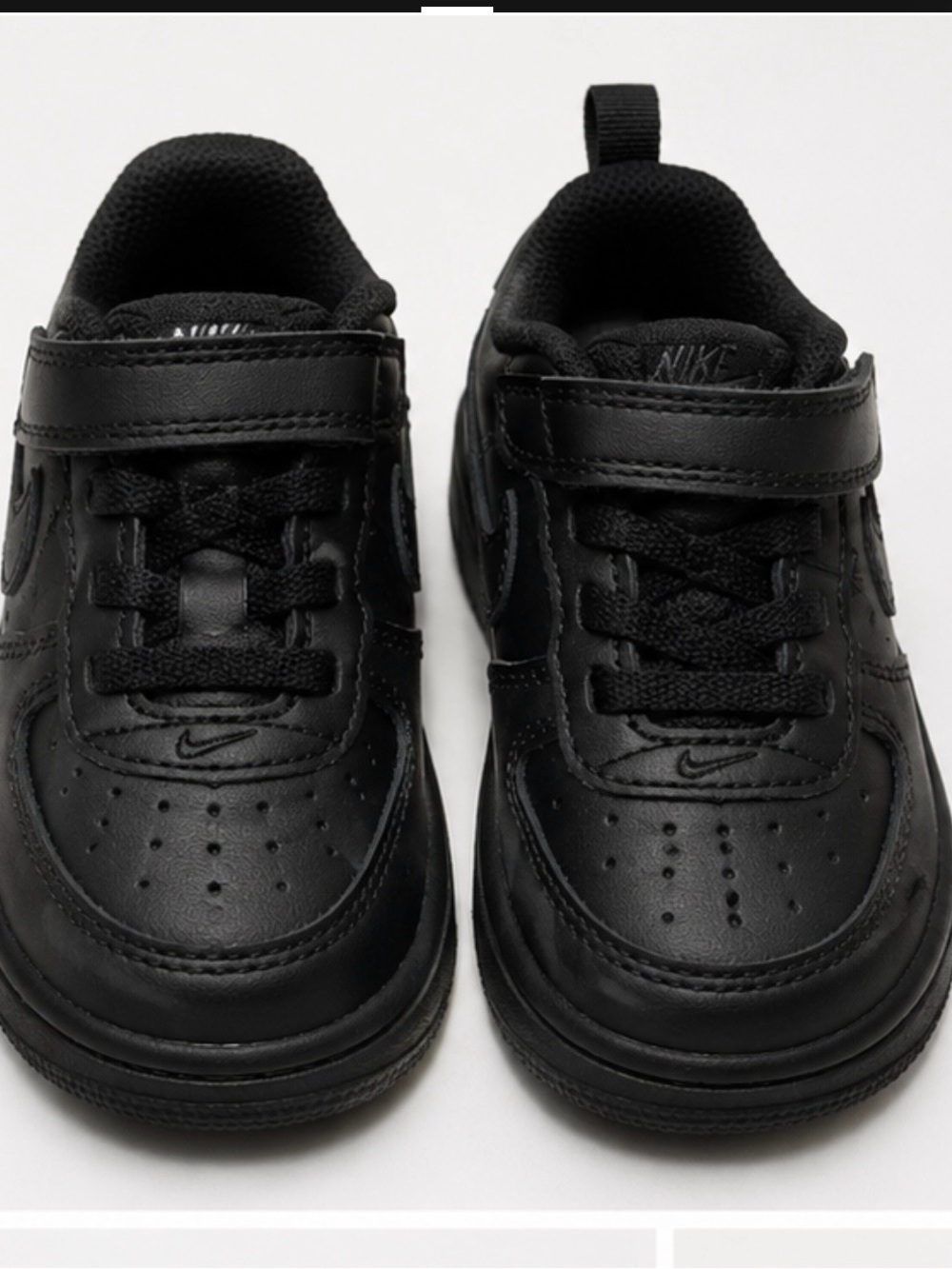 Nike Kids Black Leather Hook-and-Loop Sneakers